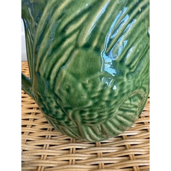 Vintage 1930s McCoy Green Water Pitcher Angel Fish Farmhouse Rustic Primitive - Picture 6 of 10